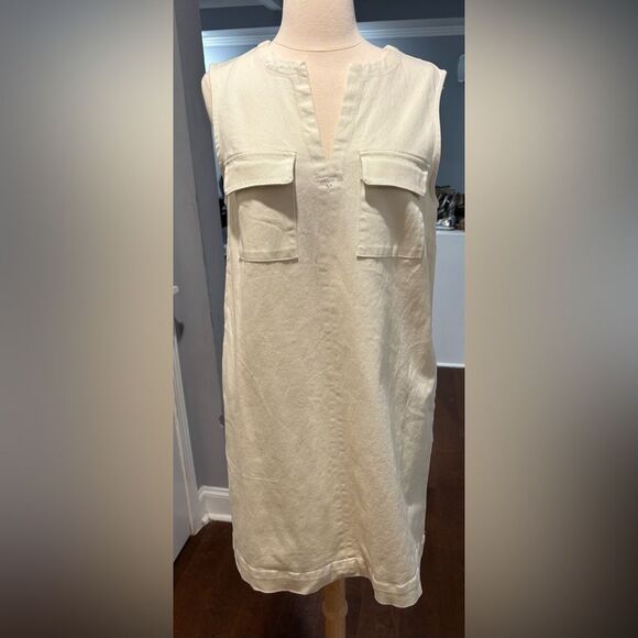 Who What Wear Dresses & Skirts - Cream Cream Denim Sleeveless Mini Dress by Who What Wear -size Medium